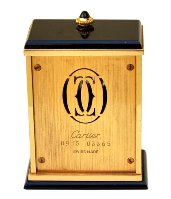 Cartier Les Must de Cartier Masa Saati - 1989 - Kasa No: 03365 - Alarmlı, Altın Kaplama Pirinç ve Akik Taşı - ETA 926301, quartz - 57(Y) x 43(G) x 29(D) mm -3-