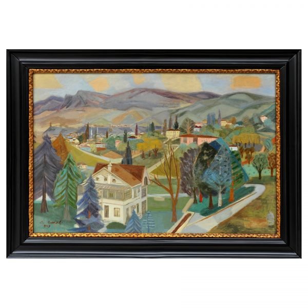 Cevat Dereli - (1900-1989) - Tuval Üzerine Yağlıboya Tablo - "Bursa" - İmzalı ve Tarihli (sol alt) - 'C. Dereli 957' (1957) - 75.00 x 110.00 cm