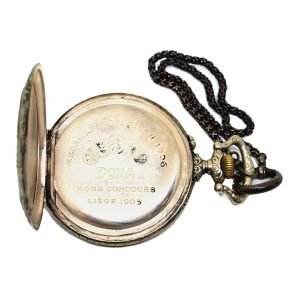 Doxa Anti-Magnetique Avcı Cep Saati - 1906 yılı - Porselen Kadran - 'Medaille D'or Milan 1905, Doxa Hors Concours Liege 1905' Gümüş Kasa - Çap: 70mm - 135gr -4-