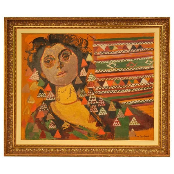 Eren EYÜBOĞLU (1907-1988) - Türk Kadın Ressam - Tuval Üzerine Yağlıboya Tablo - "Portre" - İmzalı (sağ alt) 'Eren Eyüboğlu' - 82.00 x 100.00 cm