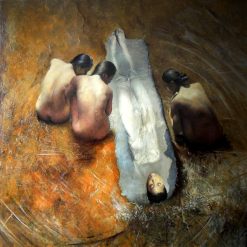 Eser AFACAN (1953-) - Süryani Ressam - Tuval Üzerine Yağlıboya Tablo - "Wedding with the Earth" (Toprakla Düğün) - İmzalı - 'Afacan' - 138.00 x 138.00 cm