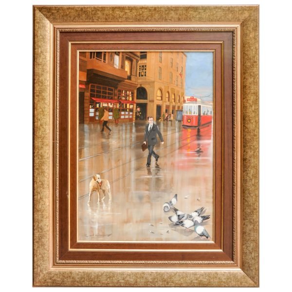 Faruk Cimok (1956-) - Türk Ressam, Akademisyen - Tuval Üzerine Yağlıboya Tablo - "Beyoğlu" - İmzalı (sol alt) 'Faruk Cimok' - 70.00 x 50.00 cm