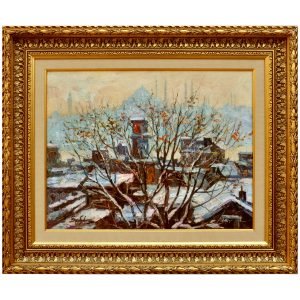 İbrahim Safi (1898-1983) - Azerbaycanlı Ressam - Tuval Üzerine Yağlıboya Tablo - "Galatadan Süleymaniye" - İmzalı (sol alt) 'İ. Safi' - 50.00 x 65.00 cm