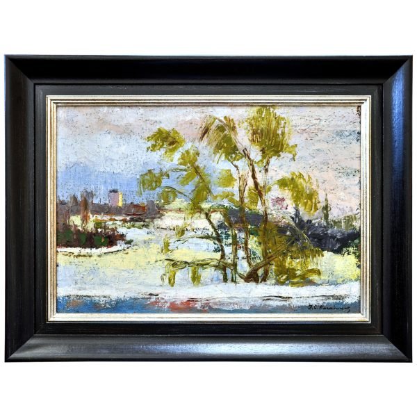 İhsan Cemal Karaburçak (1897-1970) - Türk Ressam - Tuval Üzerine Yağlıboya Tablo - "Peyzaj" - İmzalı (sağ alt) 'İ. C. Karaburçak' - 44.00 x 64.00 cm