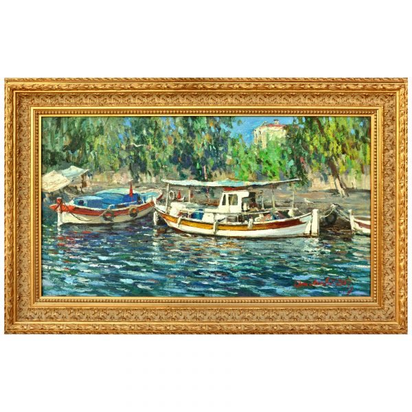 İldar Ahmet Veli (1961-) - Rus Ressam - Tuval Üzerine Yağlıboya Tablo - "Büyükada" - İmzalı ve Tarihli (sağ alt)- 'ahmet veli 2017' - 50.00 x 90.00 cm