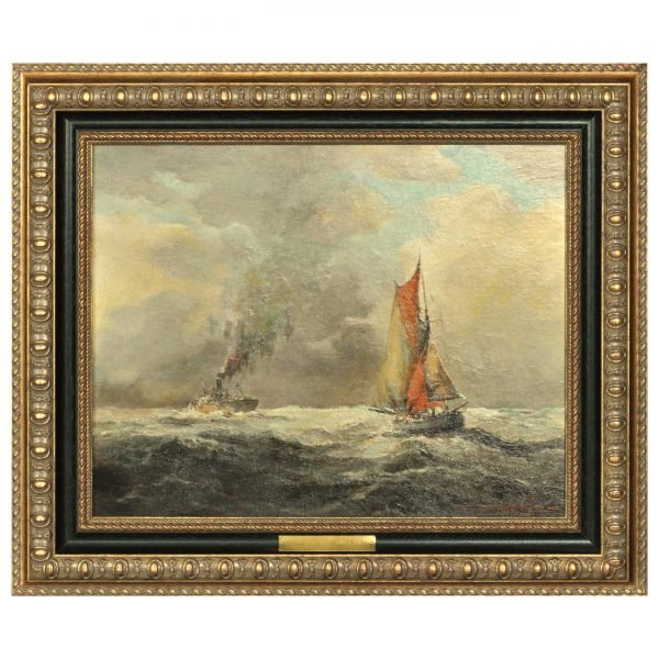 Ivan Georgiev | Иван Георгиев (1933-2008) Bulgar Ressam - Tuval Üzeri Yağlıboya Tablo - "Gemiler" - İmzalı ve Tarihli 'Георгиев 2000' - 30.00 x 40.00 cm