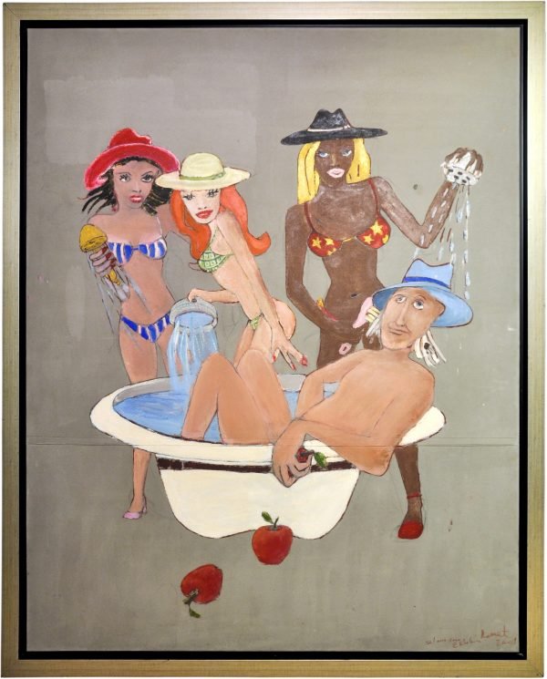 Komet (1941-) - Türk Ressam - Tuval Üzerine Yağlıboya Tablo - "Selam Sana Ertekin" - İmzalı ve Tarihli (sağ alt) 'Komet 2001' - 165.00 x 130.00 cm