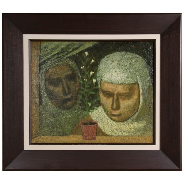 Nuri İyem (1915-2005) - Türk Ressam - KontrPlak Üzerine Yağlıboya Tablo - "Anadolulu Kadın" - İmzalı (sağ üst) 'n iyem' - 38.00 x 48.00 cm