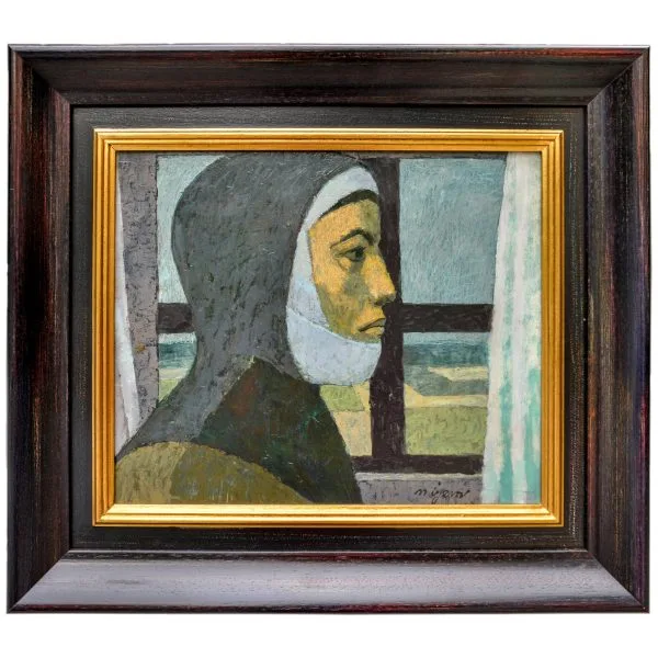 Nuri İyem (1915-2005) - Türk Ressam - Duralit Üzerine Yağlıboya Tablo - "anadolulu Kadın" - İmzalı (sağ alt) 'n iyem' - 36.00 x 44.00 cm