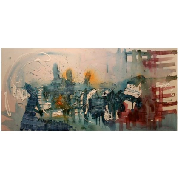 Oya Özer (1964-) Türk Kadın Ressam - Tuval Üzeri Akrilik Tablo - "İstanbul Serisi 1" - İmzalı ve Tarihli (sağ alt) 'Oya Özer' 2016 - 80.00 x 170.00 cm