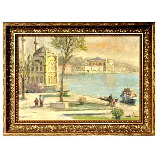 Salim ÖZÜDOĞRU (1927-) Türk Ressam - Tuval Üzerine Yağlıboya Tablo - "Ortaköy" - İmzalı (sağ alt) 'Salim' - 50.00 x 70.00 cm