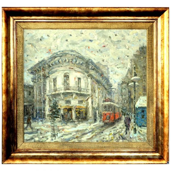 Selahattin KARA (1958-) Türk Ressam - Tuval Üzerine Yağlıboya Tablo - "Beyoğlu" - İmzalı ve Tarihli (sağ alt) 'S. Kara 2000' - 60.00 x 65.00 cm