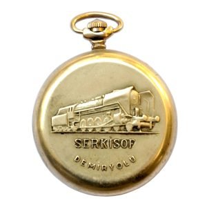 Serkisof Demiryolu Cep Saati - Molnija Chelyabinsk - Elle Kurmalı, 18 jewels - Çap: 50mm, Kasa Seri No: #004492 - Üretim Yılı: 1965-1997 Kondisyon: Çok İyi -2-