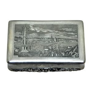 Avusturya Viyana Gümüş Sigara Tabakası 3 Avusturya Viyana Gümüş Sigara Tabakası - SES | Stephan Eduard Starkloff (1811-1844) | A 1830 Wien Damgalı - Das Burg Thor & Wien - 112gr - 83x55x19mm -2-