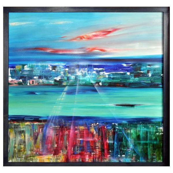 Teksin Özgüz (1957-) - Türk Kadın Ressam - Tuval Üzerine Yağlıboya Tablo - "My Poem" - İmzalı & Tarihli (orta alt) 'Teksin Özgüz 10' - 100.00 x 100.00 cm