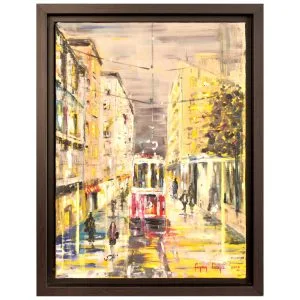 Figen Kaya (1959-) - Türk Kadın Ressam - Tuval Üzeri Yağlıboya Tablo - "Beyoğlu" - İmzalı ve Tarihli (sağ alt) 'figen kaya 2012' - 40 x 30 cm