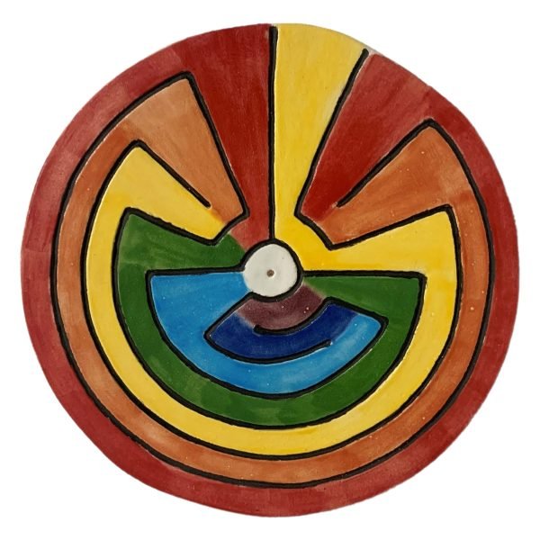 Stardust Ceramics - Chakra Labyrenth - Decorative Ceramic Incense Holder - Edisyon 1/1 - Tamamı El Yapımı Seramik Dekoratif Ürün - Parlak Sır Yüzey - 16 cm