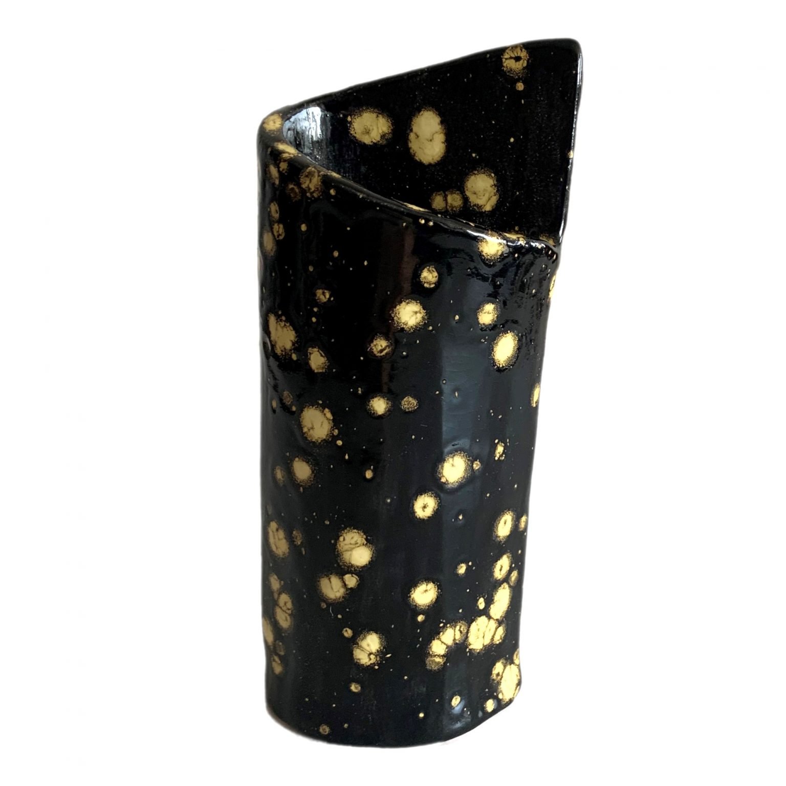 Stardust Ceramics - Galaxy - Decorative Ceramic Vase - Edisyon 1/1 - Tamamı El Yapımı Seramik Dekoratif Ürün - Parlak Sır Yüzey - 8 x 16 cm