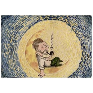 Stardust Ceramics - Van Gogh On The Moon - Decorative Ceramic Box - Edisyon 1/1 - Tamamı El Yapımı Seramik Dekoratif Ürün - Parlak Sır Yüzey - 19x13x5.5cm -3-