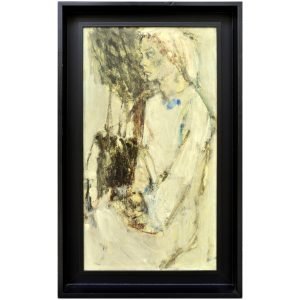 Burhan UYGUR (1940-1992) - Türk Ressam - Tuval Üzerine Yağlıboya Tablo - "Eşi Vesile Uygur" - İmzalı ve Tarihli - 'burhan 977' (1977) - 66.00 x 35.50 cm -1-