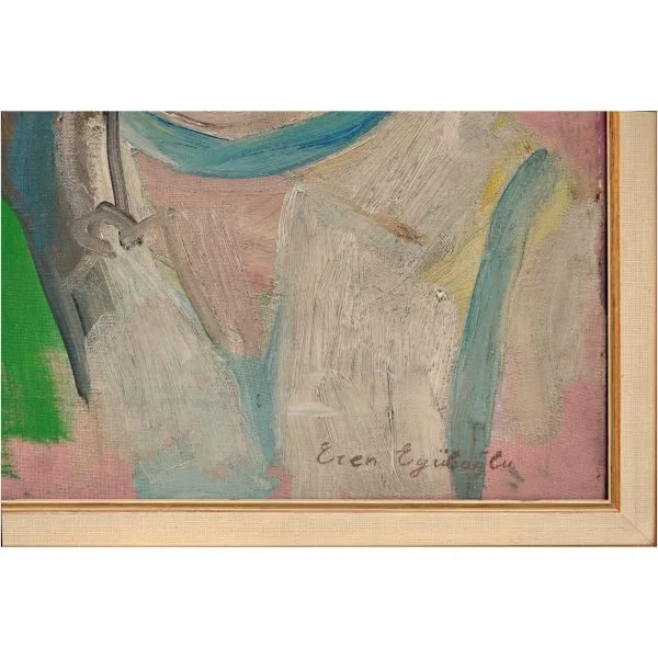 Eren Eyüboğlu (1907-1988) - Türk Kadın Ressam - Tuval Üzerine Yağlıboya Tablo - "Üç Güzeller" - İmzalı (sağ alt) - 'Eren Eyüboğlu' - 55.00 x 100.00 cm -2-