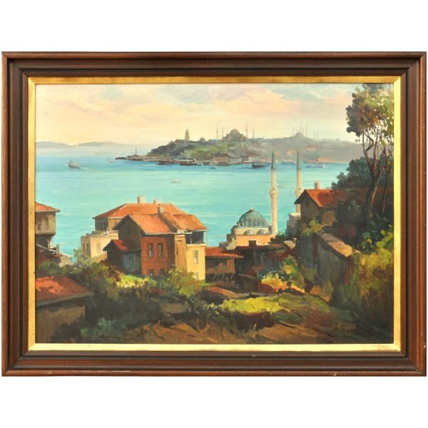 Ali Kartal (1945-) - "Tophaneden Sarayburnu" - İmzalı 'Ali Kartal' (sağ alt) - Tuval Üzerine Yağlıboya - 73.00 x 100.00 cm