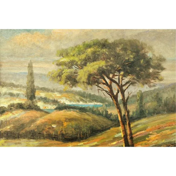 Halim Fikri (1905-1979) - "Çamlıca Tepesinden Boğaz" - İmzalı ve Tarihli 'Halim Fikri 335' (sol alt) - Duralit Üzerine Yağlıboya - 37 x 50 cm -3-