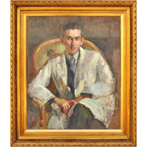 İbrahim Çallı (1882-1960) - "Mimar Nazimî Yaver Yenal" - İmzasız (sertifikalı) - Tuval Üzerine Yağlıboya - 90.00 x 75.00 cm -1-