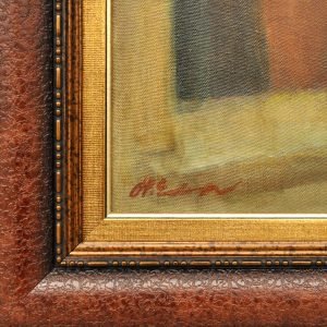 Edip Hakkı Köseoğlu 'Kapıda Sohbet' Tablo PTÜYB 51x41cm 5 Edip Hakkı KÖSEOĞLU (1904-1990) - Türk Ressam - Pres Tuval Üzerine Yağlıboya Tablo -