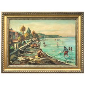 İbrahim Safi - Azeri Türk ressam - Urla Plaj - İmzalı 'İ. Safi' (sağ alt) - Tuval Üzerine Yağlıboya - 50.00 x 73.00 cm -1-