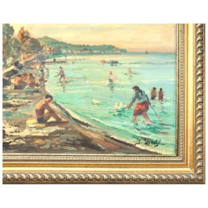 İbrahim Safi 'Urla Plaj' Tablo TÜYB 50x73cm 5 İbrahim Safi - Azeri Türk ressam - Urla Plaj - İmzalı 'İ. Safi' (sağ alt) - Tuval Üzerine Yağlıboya - 50.00 x 73.00 cm -2-