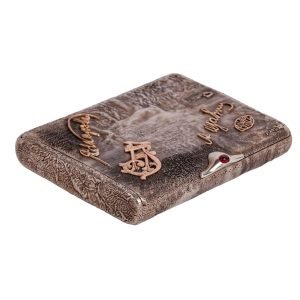 Sazikov Rus Gümüş Samorodok Sigara Tabakası - Sazikov Moskova damgalı, içi gümüş üzeri altın, açma butonu kabaşon yakut taşlı, 84 zolotnik - 205 gr - 102x85x17 mm -2-