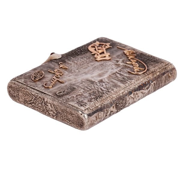 Sazikov Rus Gümüş Samorodok Sigara Tabakası - Sazikov Moskova damgalı, içi gümüş üzeri altın, açma butonu kabaşon yakut taşlı, 84 zolotnik - 205 gr - 102x85x17 mm -3-