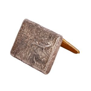 Sazikov Rus Gümüş Samorodok Sigara Tabakası - Sazikov Moskova damgalı, içi gümüş üzeri altın, açma butonu kabaşon yakut taşlı, 84 zolotnik - 205 gr - 102x85x17 mm -4-