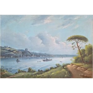 Garabet Yazmacıyan 'Rumeli Hisarı' Tablo TÜYB 55x80cm 6 Garabet Yazmacıyan - Osmanlı Ermeni Ressam - Rumeli Hisarı - Ermenice İmzalı 'Կ. Եազմաճեան' (sağ alt) - Tuval Üzerine Yağlıboya - 55.00 x 80.00 cm -2-