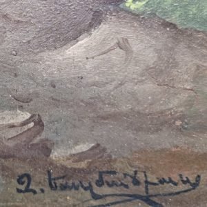 Garabet Yazmacıyan 'Rumeli Hisarı' Tablo TÜYB 55x80cm 7 Garabet Yazmacıyan - Osmanlı Ermeni Ressam - Rumeli Hisarı - Ermenice İmzalı 'Կ. Եազմաճեան' (sağ alt) - Tuval Üzerine Yağlıboya - 55.00 x 80.00 cm -3-