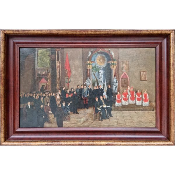 Avrupa Ekolü - Sultan Abdülaziz İngiltere Seyahati - İmzasız - Tuval Üzerine Yağlıboya - 42.00 x 71.00 cm