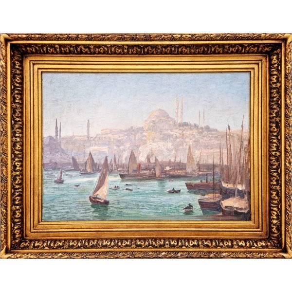 Georg Macco - Alman Oryantalist Ressam - Haliç - İmzalı 'G. Macco' (sağ alt) - Tuval Üzerine Yağlıboya - 34.00 x 48.00 cm -1-