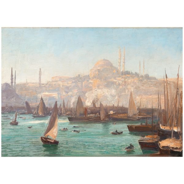 Georg Macco - Alman Oryantalist Ressam - Haliç - İmzalı 'G. Macco' (sağ alt) - Tuval Üzerine Yağlıboya - 34.00 x 48.00 cm -2-