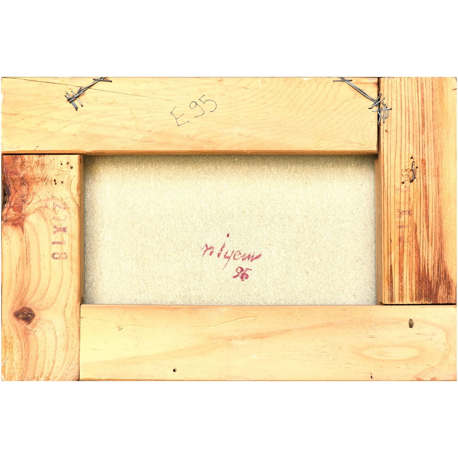 Nuri İyem - Türk Ressam - Anadolulu Kadın Yüzü - İmzalı ve Tarihli 'n iyem 95' (sağ alt ve arkası) - Tuval Üzerine Yağlıboya - 18.00 x 27.00 cm -2-